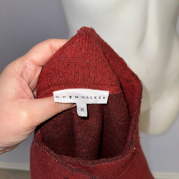 Bryn Walker Red Boiled Wool Short Sleeve Cardigan Lagenlook Oversized Medium - Picture 2 of 5
